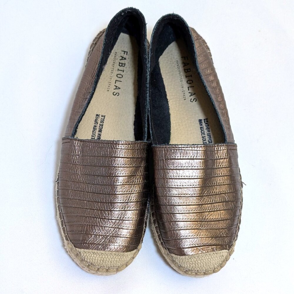 Fabiolas Spain Metallic Bronze Canvas Cap Toe Espadrilles Women's Size 37 / US 7 - Picture 2 of 6